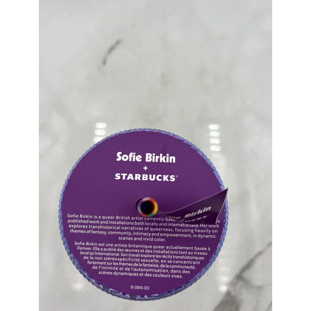 Starbucks Tumbler 24oz Sofie Birkin Pride 2023 Purple Studded Bling New